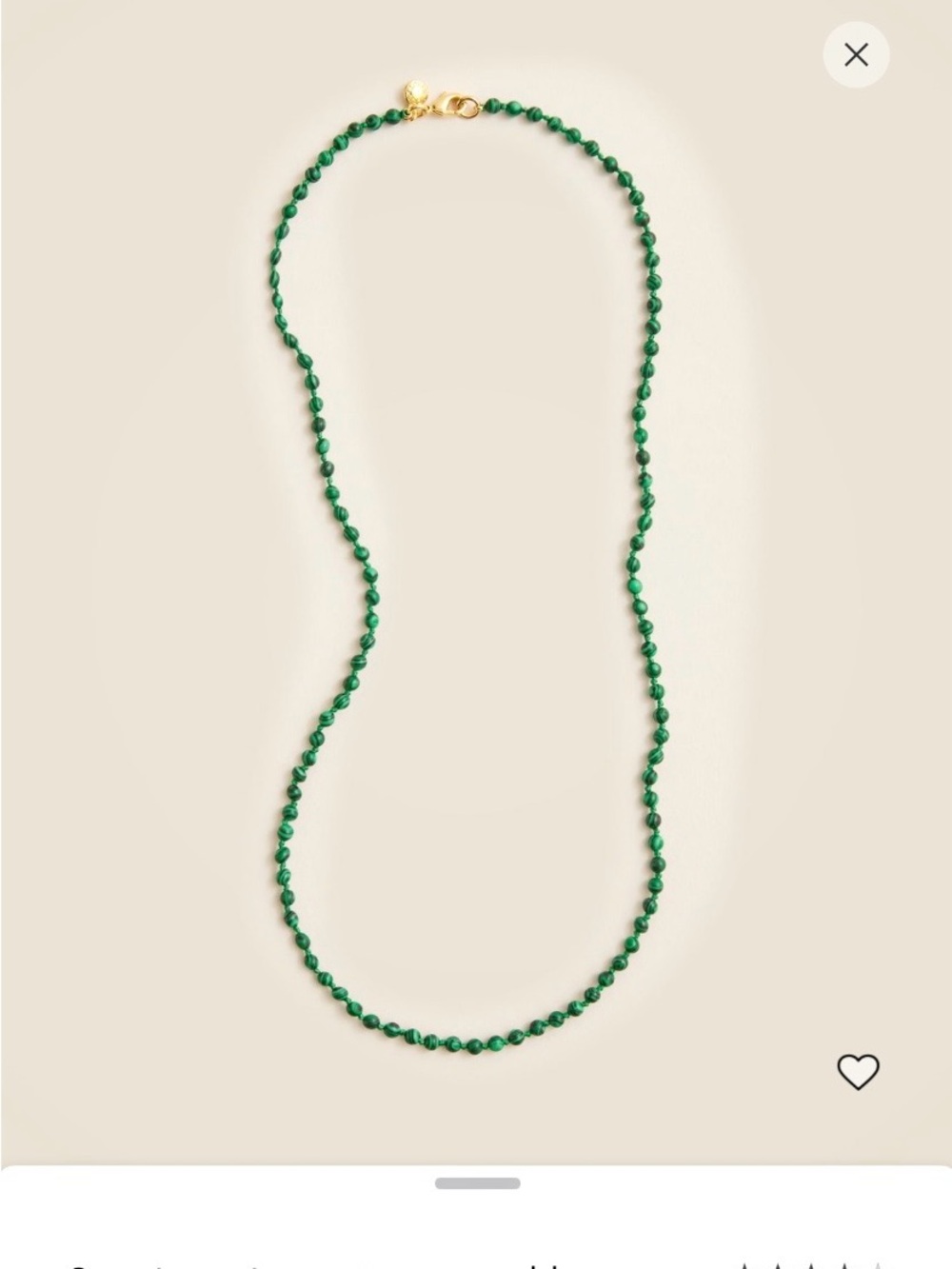 Jcrew Malachite Necklace - Gold Clasp